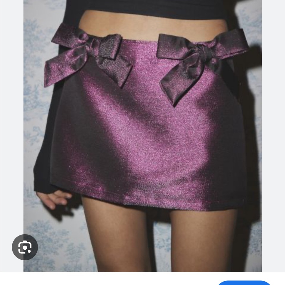 Urban Outfitters Metallic Purple Mini Skirt with Bows